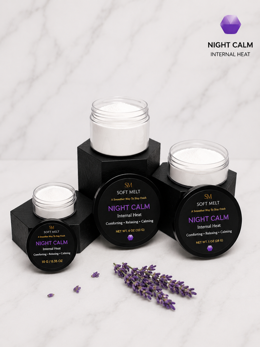 Night Calm — Silky Cooling Powder for Evening Comfort 🟣
