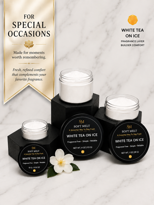 White Tea on Ice — Silky luxury performance powder for Fragrance Layering 🟡