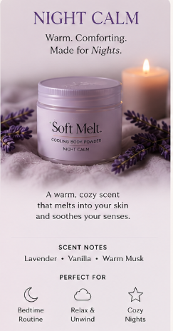 Night Calm — Silky Cooling Body Powder for Evening Comfort